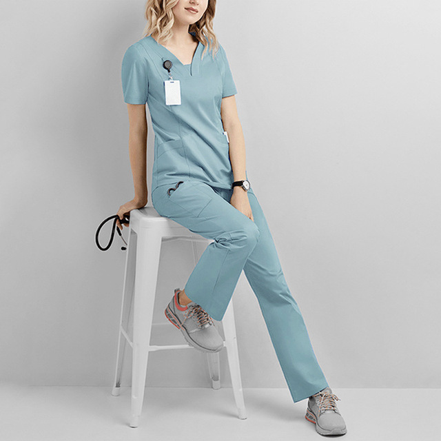 Unisex V-neck Clinical Scrub Set - 2pcs 