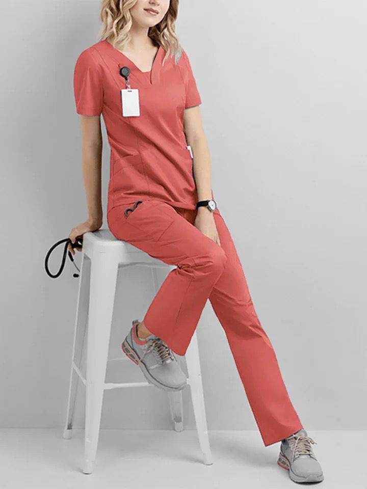 Unisex V-neck Clinical Scrub Set - 2pcs 