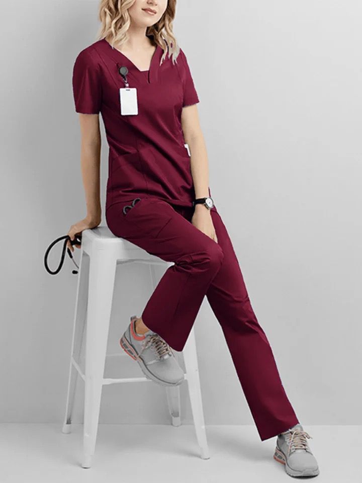 Unisex V-neck Clinical Scrub Set - 2pcs 