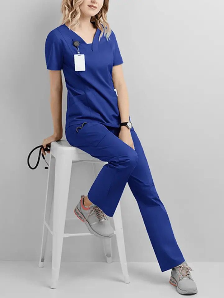 Unisex V-neck Clinical Scrub Set - 2pcs 